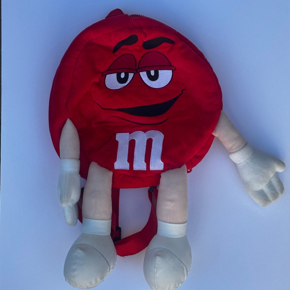 M&M's World Red M&M Plush Character Backpack Kids Novelty Bag Red 2009